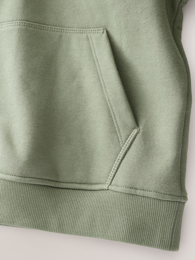 Khaki Green Plain Jersey Hoodie (3-16yrs) - Image 5 of 5