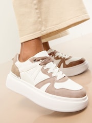 Lipsy Camel Faux Suede Chunky Platform Sports Trainer - Image 1 of 5