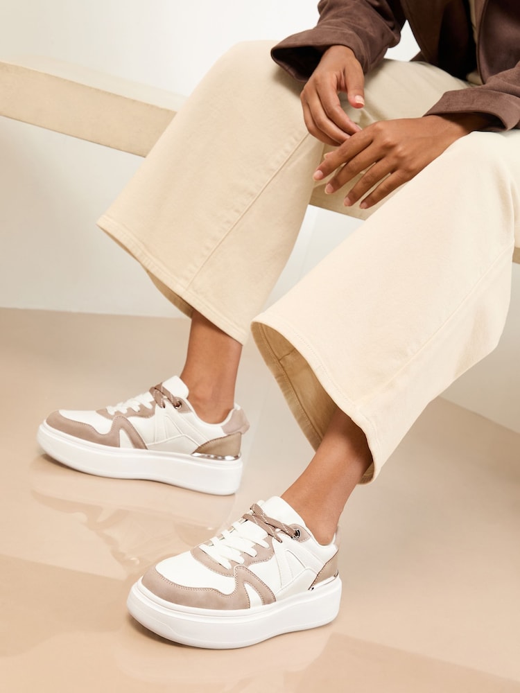 Lipsy Camel Faux Suede Chunky Platform Sports Trainer - Image 2 of 5