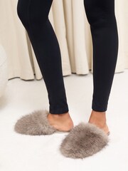 Lipsy Chocolate Brown Faux Fur Ultra Fluffy Close Toe Mule Nightwear Mule Slippers - Image 3 of 5