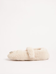 Lipsy Cream Borg Mary Jane with Bow Detail Slippers - Image 5 of 5