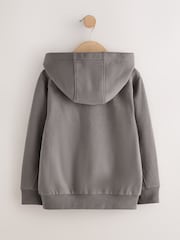 Charcoal Grey Zip Through Plain Zip Through Hoodie (3-16yrs) - Image 2 of 4