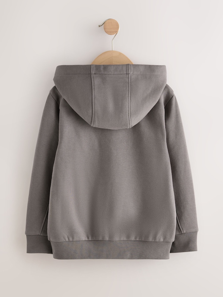 Charcoal Grey Zip Through Plain Zip Through Hoodie (3-16yrs) - Image 2 of 4 Charcoal Grey Zip Through Plain Zip Through Hoodie (3-16yrs) - Image 2 of 4