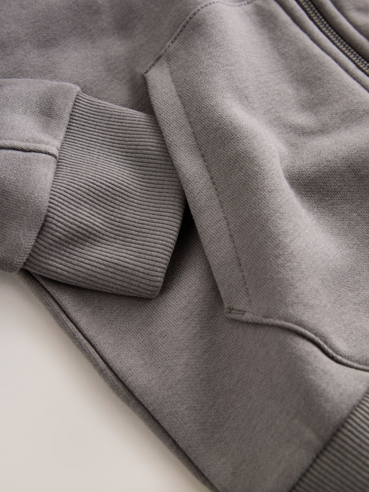 Charcoal Grey Zip Through Plain Zip Through Hoodie (3-16yrs) - Image 4 of 4 Charcoal Grey Zip Through Plain Zip Through Hoodie (3-16yrs) - Image 4 of 4