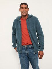 FatFace Brooke Teal Blue Zip Through Hoodie - Image 1 of 6