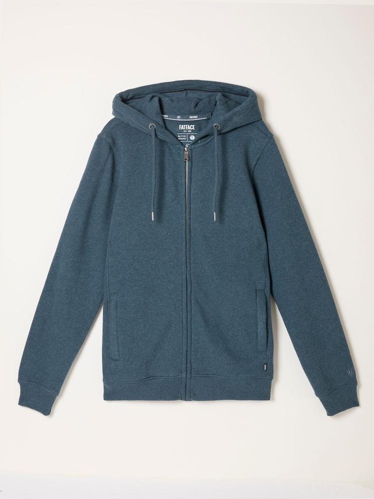 FatFace Brooke Teal Blue Zip Through Hoodie - Image 6 of 6
