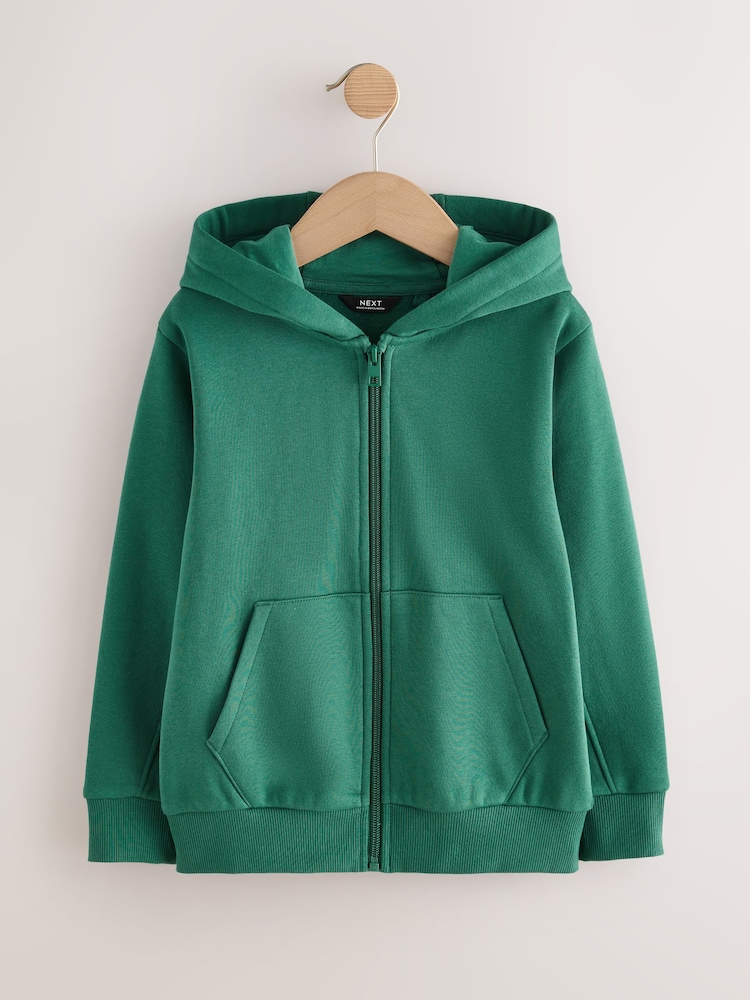 Green Zip Through Plain Zip Through Hoodie (3-16yrs) - Image 1 of 4 Green Zip Through Plain Zip Through Hoodie (3-16yrs) - Image 1 of 4