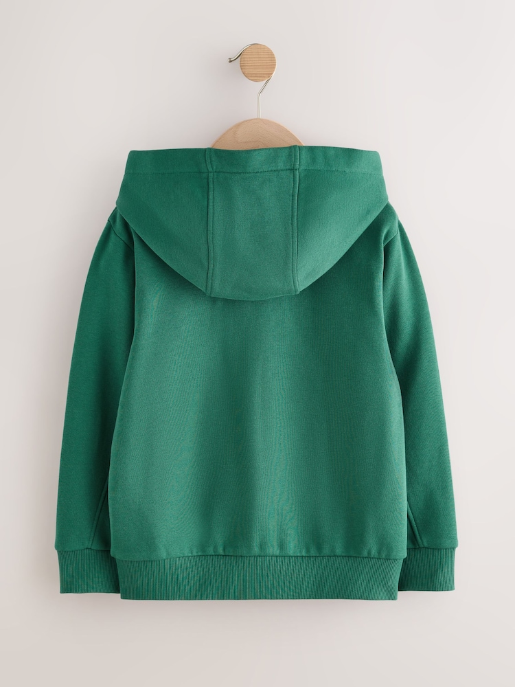 Green Zip Through Plain Zip Through Hoodie (3-16yrs) - Image 2 of 4 Green Zip Through Plain Zip Through Hoodie (3-16yrs) - Image 2 of 4