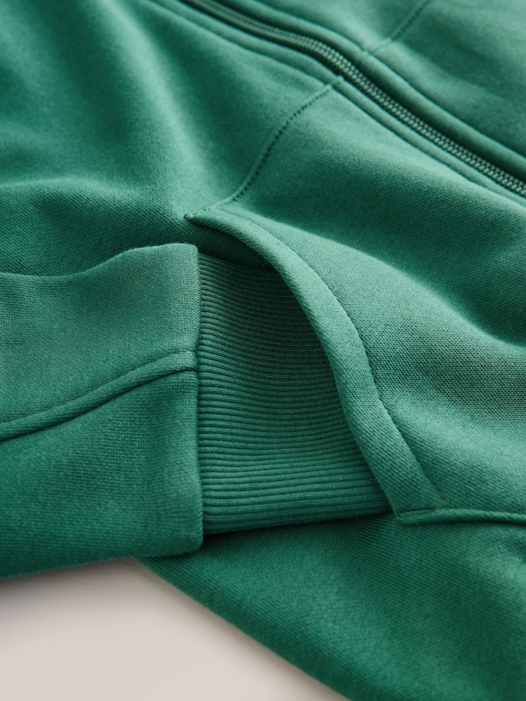Green Zip Through Plain Zip Through Hoodie (3-16yrs) - Image 4 of 4 Green Zip Through Plain Zip Through Hoodie (3-16yrs) - Image 4 of 4