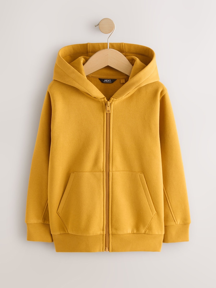 Ochre Yellow Zip Through Plain Zip Through Hoodie (3-16yrs) - Image 1 of 4 Ochre Yellow Zip Through Plain Zip Through Hoodie (3-16yrs) - Image 1 of 4