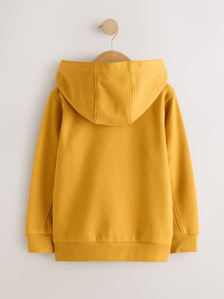 Ochre Yellow Zip Through Plain Zip Through Hoodie (3-16yrs) - Image 2 of 4 Ochre Yellow Zip Through Plain Zip Through Hoodie (3-16yrs) - Image 2 of 4