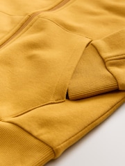 Ochre Yellow Zip Through Plain Zip Through Hoodie (3-16yrs) - Image 4 of 4