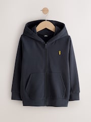Navy Blue Plain Zip Through Hoodie (3-16yrs) - Image 1 of 4