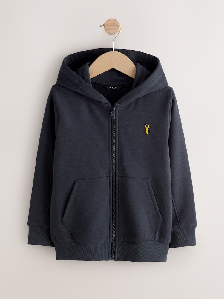 Navy Blue Plain Zip Through Hoodie (3-16yrs) - Image 1 of 4