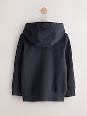 Navy Blue Plain Zip Through Hoodie (3-16yrs) - Image 2 of 4
