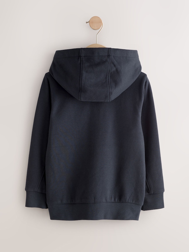 Navy Blue Plain Zip Through Hoodie (3-16yrs) - Image 2 of 4