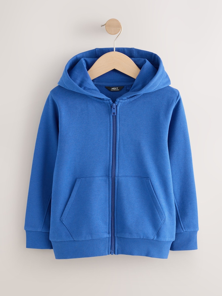 Cobalt Blue Zip Through Plain Zip Through Hoodie (3-16yrs) - Image 1 of 4 Cobalt Blue Zip Through Plain Zip Through Hoodie (3-16yrs) - Image 1 of 4