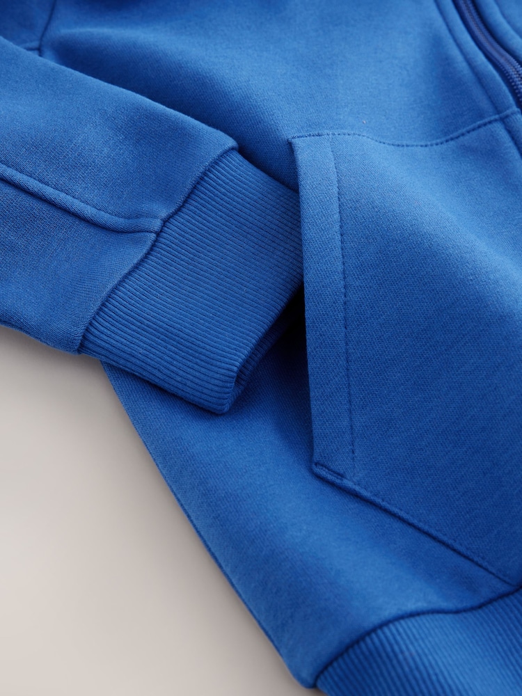 Cobalt Blue Zip Through Plain Zip Through Hoodie (3-16yrs) - Image 4 of 4 Cobalt Blue Zip Through Plain Zip Through Hoodie (3-16yrs) - Image 4 of 4
