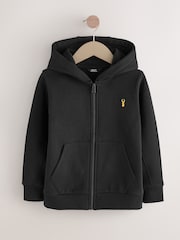 Black Plain Zip Through Hoodie (3-16yrs) - Image 1 of 4