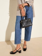 Friends Like These Black Patent Slingback MaryJane Low Block Heel Court Shoes - Image 3 of 5