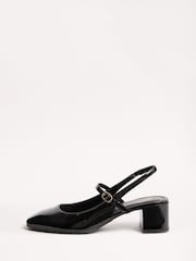 Friends Like These Black Patent Slingback MaryJane Low Block Heel Court Shoes - Image 5 of 5