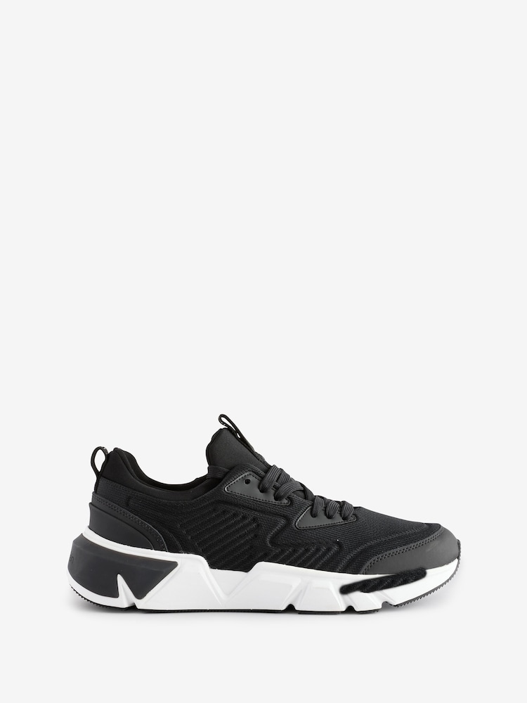 Calvin Klein Black Low Top Lace Up Knit Trainers - Image 1 of 7