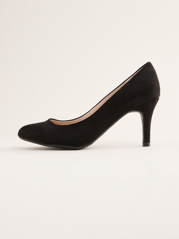 Friends Like These Black Standard Fit Low Stiletto Heel Round Toe Faux Suede Court Shoes - Image 4 of 4 Friends Like These Black Standard Fit Low Stiletto Heel Round Toe Faux Suede Court Shoes - Image 4 of 4