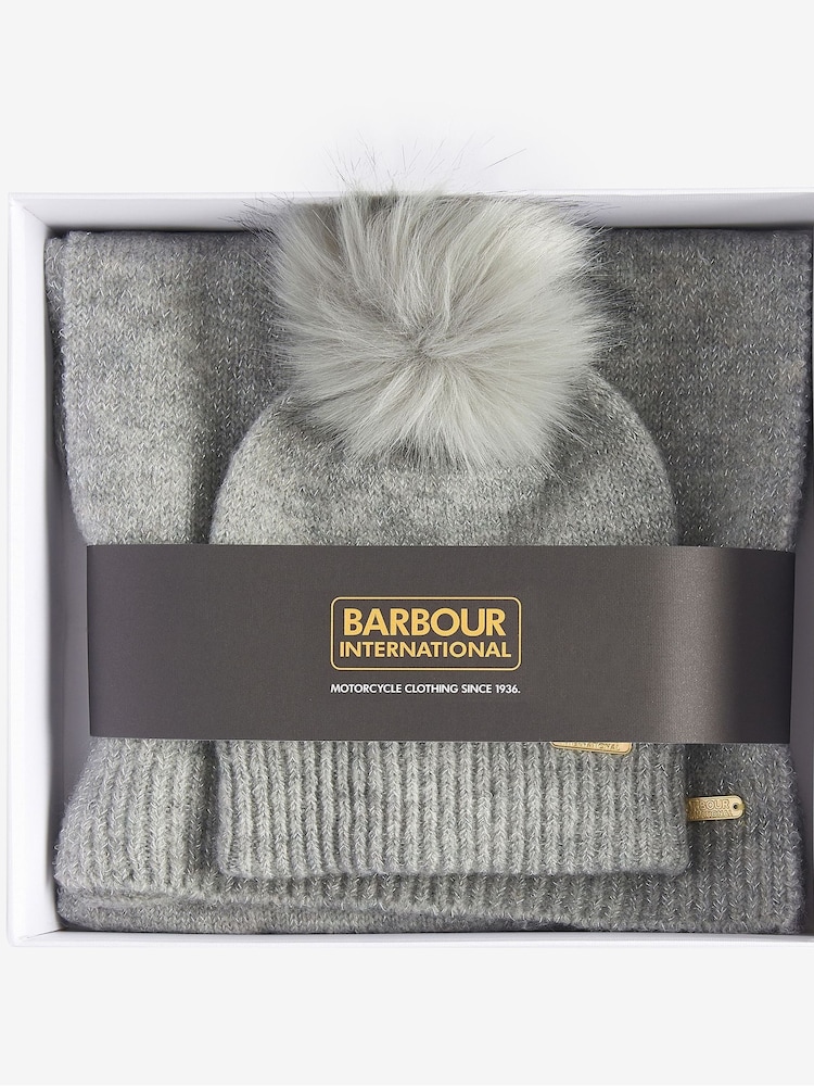 Barbour® International Grey Spark Bean/Scarf Set - Image 1 of 4