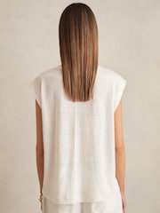 أبيض - تيشِرت كتان بكُم فوق الكتف Mara من Reiss - صورة 5 من 6