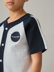 Off White/Navy - Reiss Nori Cotton Waffle-Knit Badge Shirt - Imagen 3 de 4