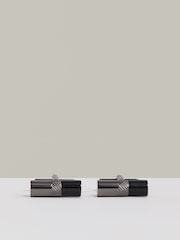 Reiss Gunmetal Tone /Onyx Dexter Cufflinks - Image 1 of 4