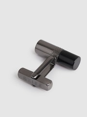Reiss Gunmetal Tone /Onyx Dexter Cufflinks - Image 4 of 4