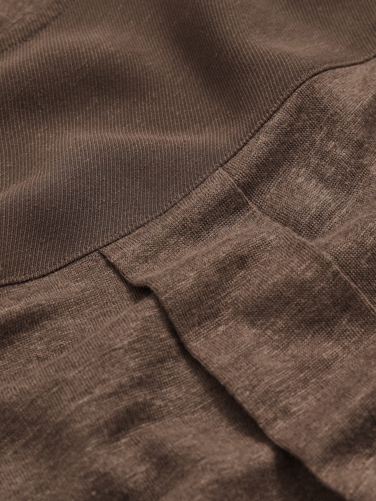 Reiss Brown Ember Linen V-Neck T-Shirt - Image 5 of 5