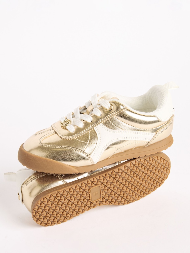 Lipsy Gold Slim Runner Sports Trainers - Image 1 of 5 Lipsy Gold Slim Runner Sports Trainers - Image 1 of 5