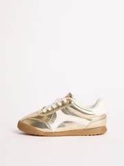 Lipsy Gold Slim Runner Sports Trainers - Image 2 of 5