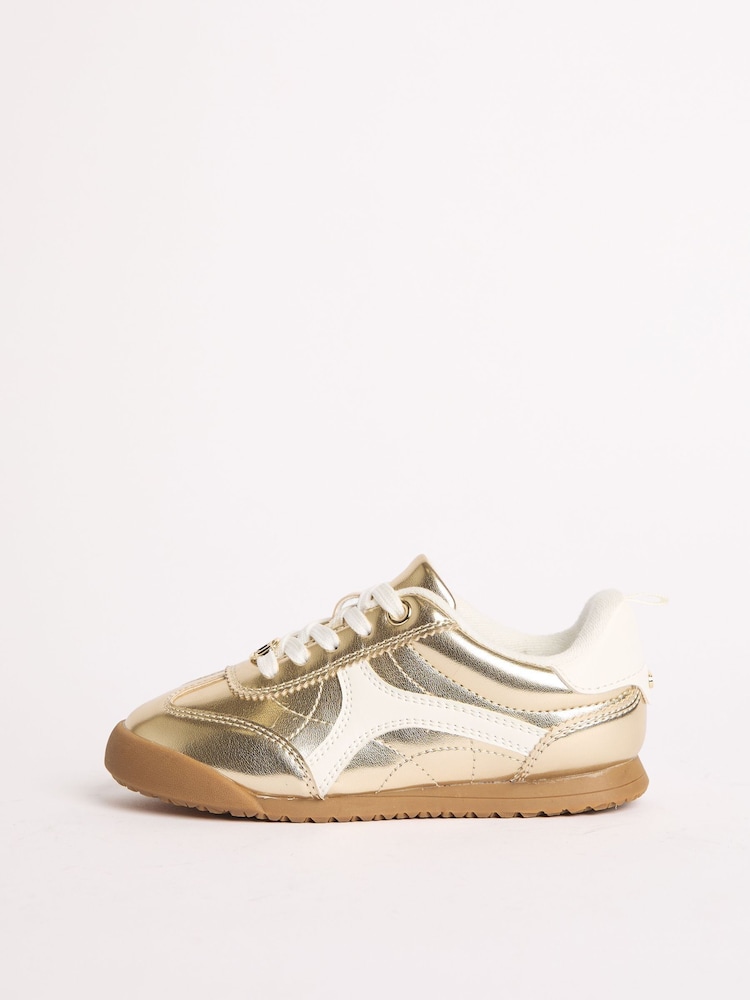 Lipsy Gold Slim Runner Sports Trainers - Image 2 of 5 Lipsy Gold Slim Runner Sports Trainers - Image 2 of 5
