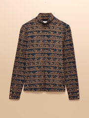 Amy Navy Horse Print Long Sleeve High Neck Jersey Top - Image 11 of 11