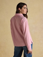 Joules Tallie Pink Combed Cotton Slub Collared Top - Image 2 of 8