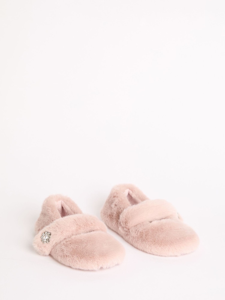 Lipsy Pink Embellished Buckle Detail Ballerinas Slippers - Image 2 of 4