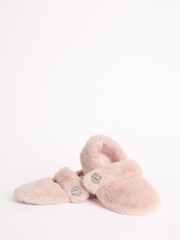 Lipsy Pink Embellished Buckle Detail Ballerinas Slippers - Image 3 of 4