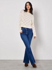 Apricot Cream Diamond Pointelle Boxy Jumper - Image 2 of 4
