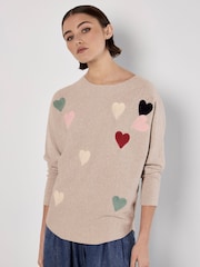 Apricot Natural Appliqué Heart Batwing Jumper - Image 1 of 5