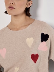 Apricot Natural Appliqué Heart Batwing Jumper - Image 3 of 5