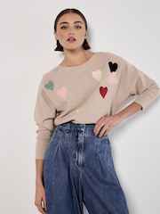 Apricot Natural Appliqué Heart Batwing Jumper - Image 4 of 5