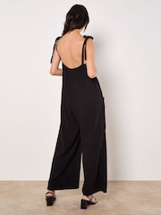 Apricot Black Tetra Tie Shoulder 100% Cotton Jumpsuit - Image 5 of 5