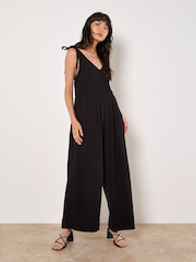 Apricot Black Tetra Tie Shoulder 100% Cotton Jumpsuit - Image 5 of 5