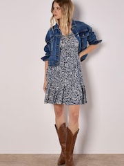 Apricot Blue All Over Paisley Milkmaid Dress - Image 1 of 5