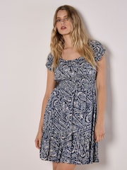 Apricot Blue All Over Paisley Milkmaid Dress - Image 4 of 5