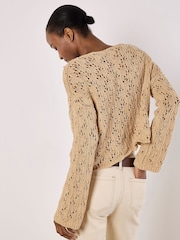 Apricot Natural Pointelle Scallop Hem Jumper - Image 4 of 5