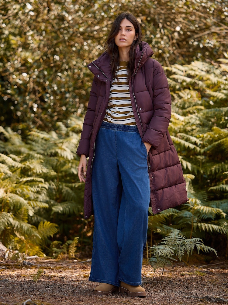 Burgundy Shower Resistant Padded Hooded Coat - Image 2 of 9 Burgundy Shower Resistant Padded Hooded Coat - Image 2 of 9